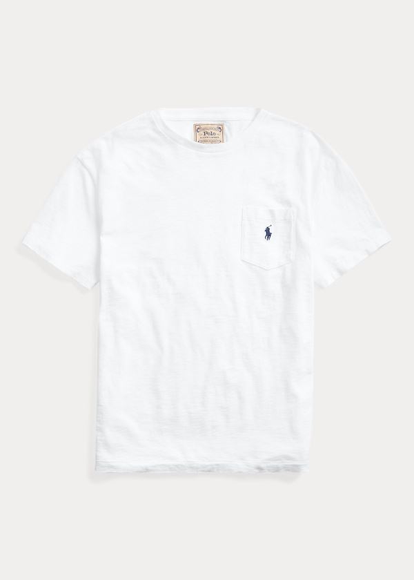 Playeras Polo Ralph Lauren Hombre Blancos - Classic Slub Pocket - NCQEU4931